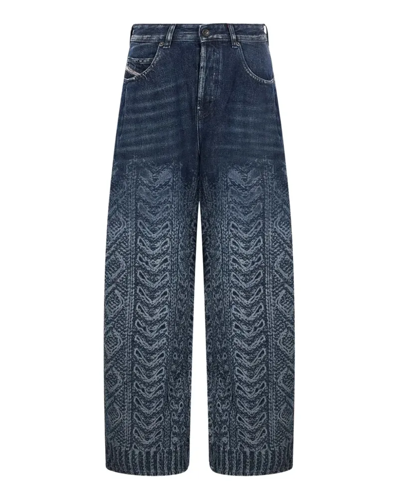 Diesel cable-print wide-leg jeans - Blau Blau