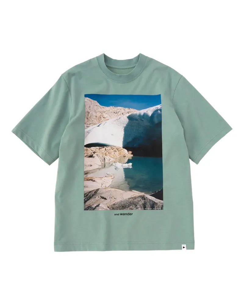 and wander T-Shirt mit Stempel - Grün Grün