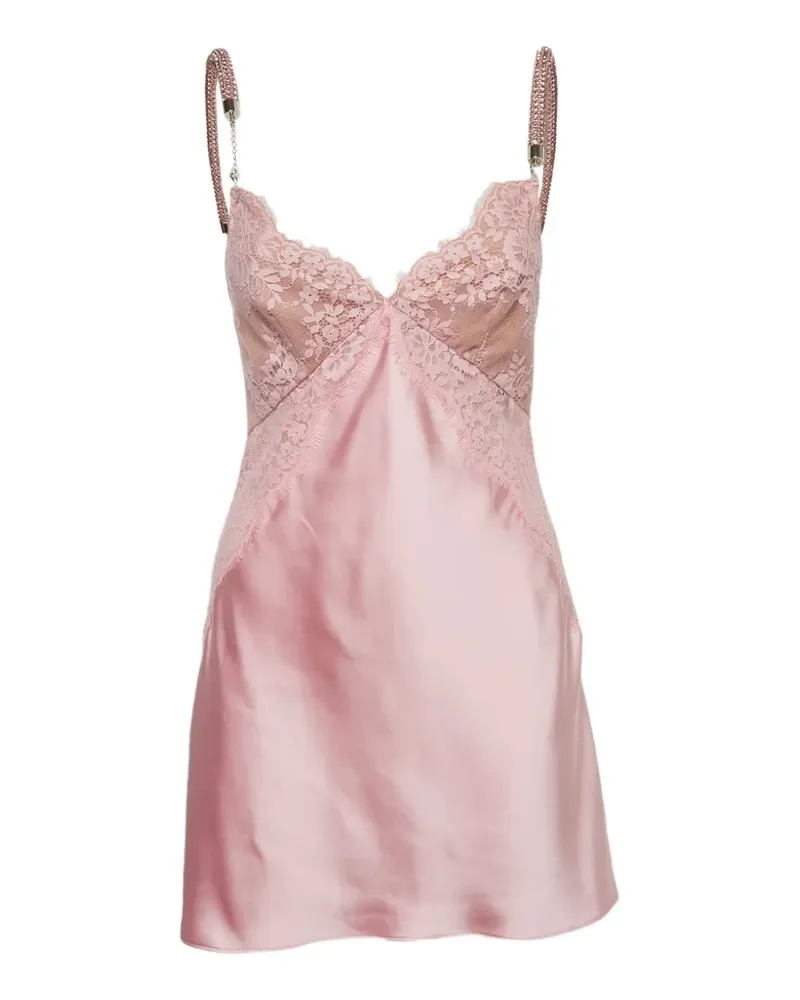 Self-Portrait X Christopher Kane lace-trim satin mini dress - Rosa Rosa