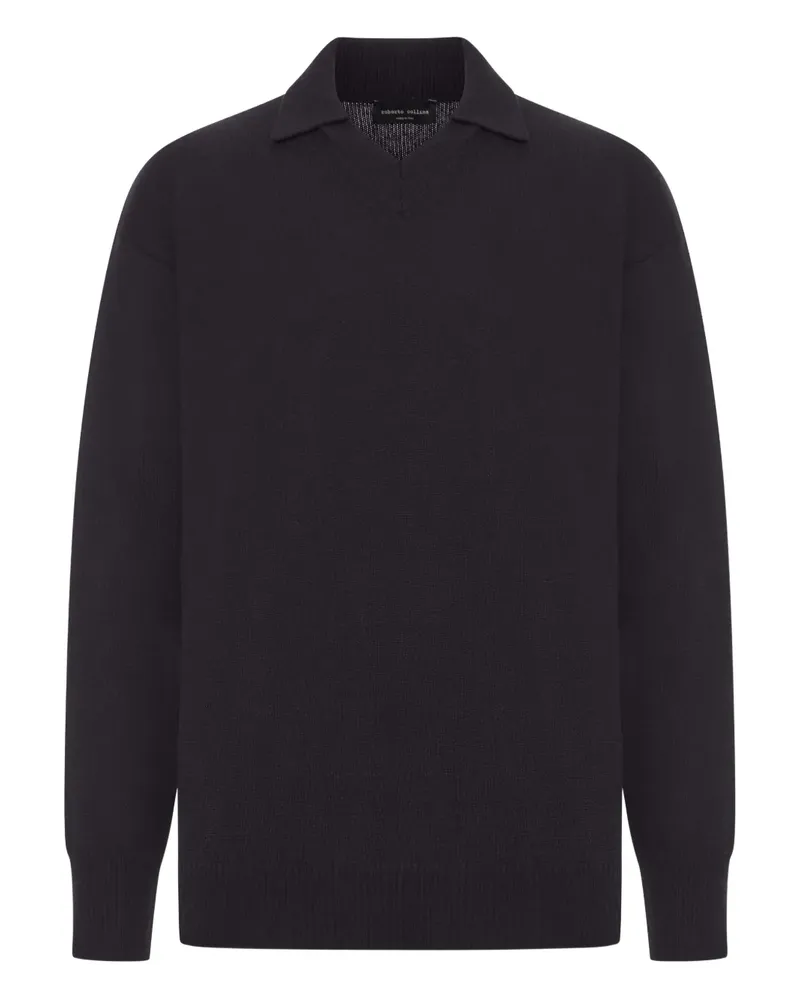 Roberto Collina Pullover mit Polokragen - Schwarz Schwarz