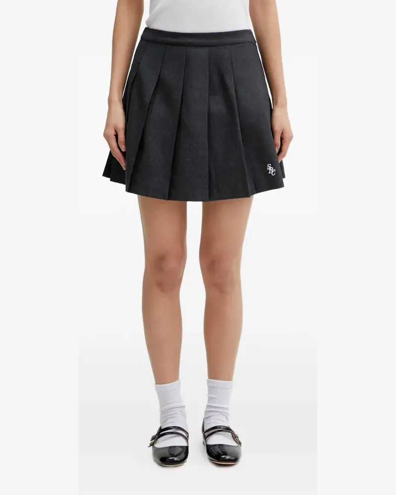 SPORTY & RICH pleated embroidery mini skirt - Grau Grau