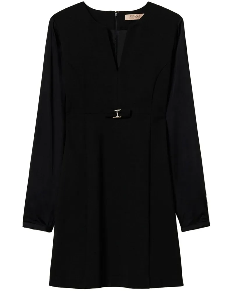 Twin-Set Oval T Minikleid mit Schleife - Schwarz Schwarz