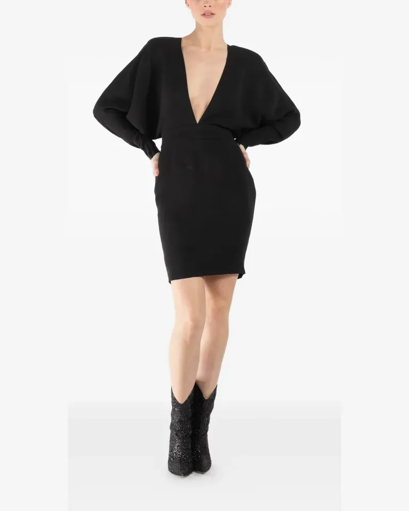 Alexandre Vauthier V-neck long-sleeved midi fitted dress - Schwarz Schwarz