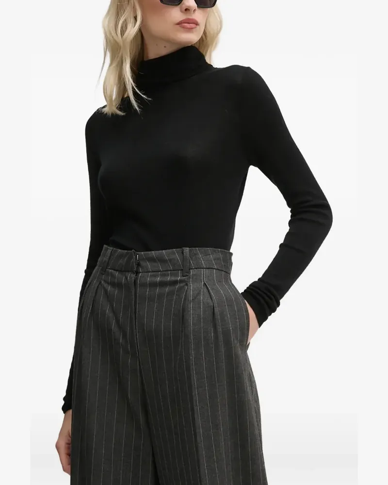 Mos Mosh Langärmeliger Rollkragenpullover - Schwarz Schwarz