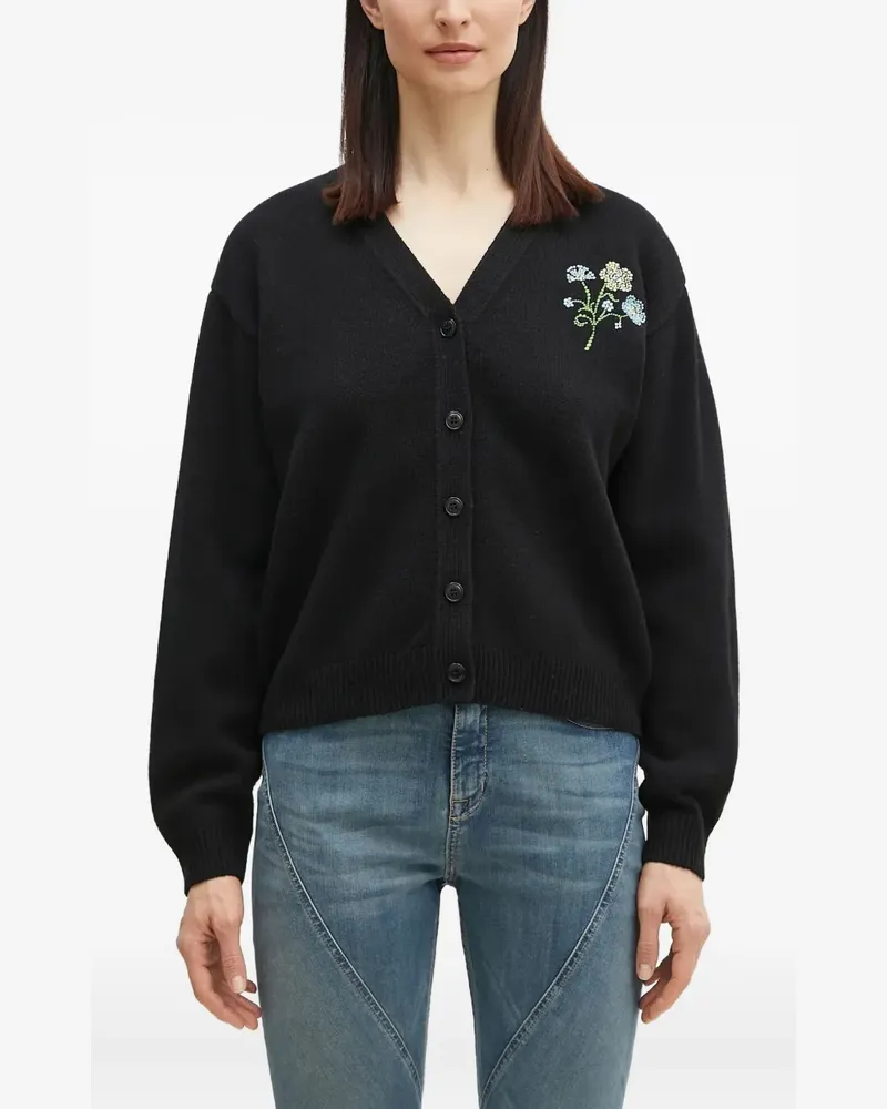 Kenzo Cardigan mit Blumenstickerei - Schwarz Schwarz