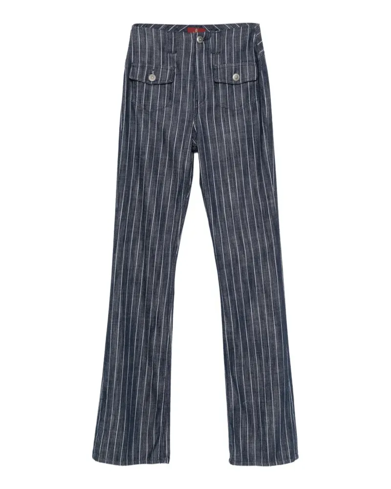Dondup Hose mit Nadelstreifen und geknöpfter Klappe - Blau Blau