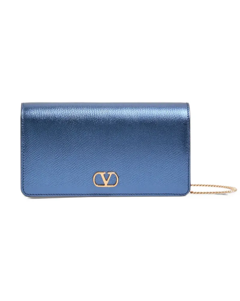 Valentino Garavani VLogo Signature mini shoulder bag in grainy calfskin - Blau Blau