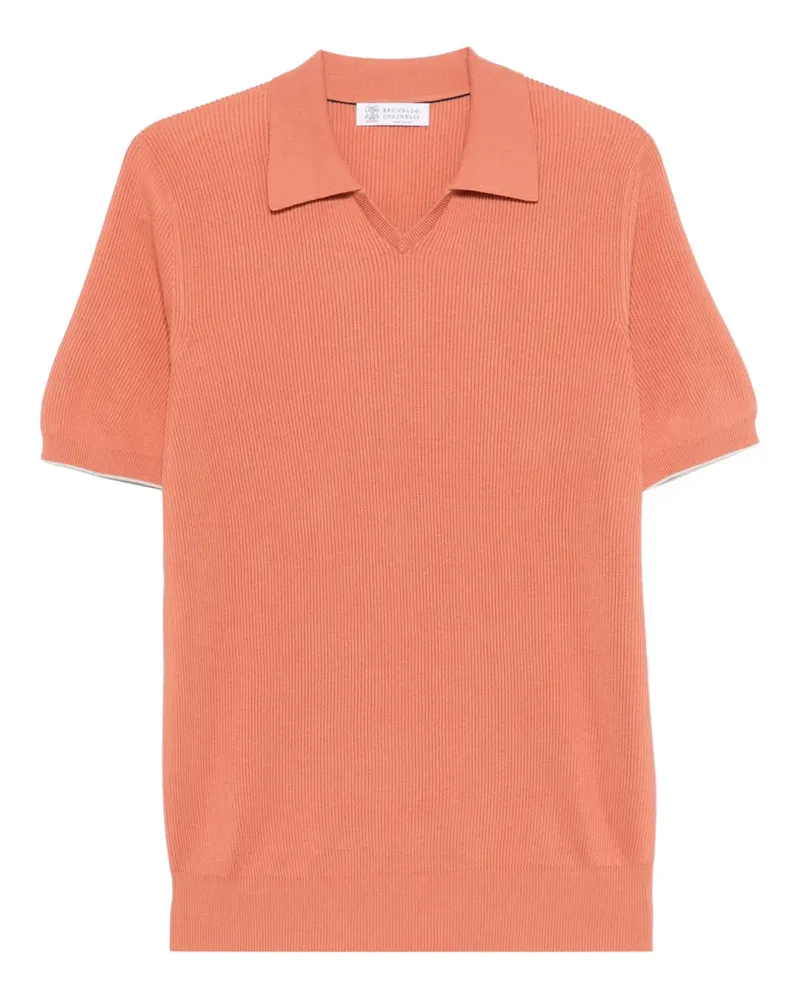 Brunello Cucinelli T-Shirt mit V-Ausschnitt - Orange Orange