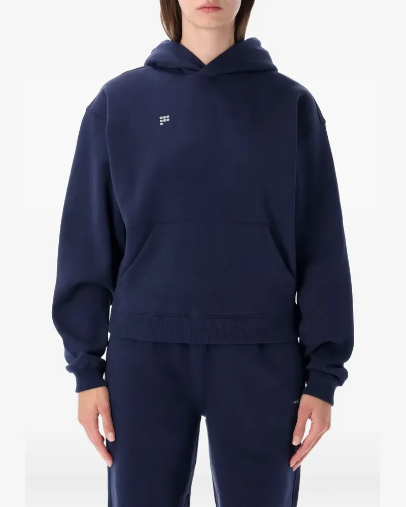 PANGAIA logo-print drop-shoulder hoodie - Blau Blau