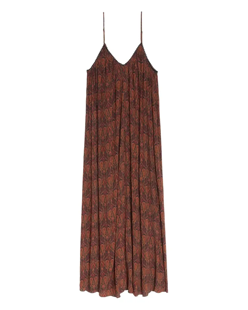 Zadig & Voltaire Paisley-Maxikleid mit Spitzenbesatz - Braun Braun