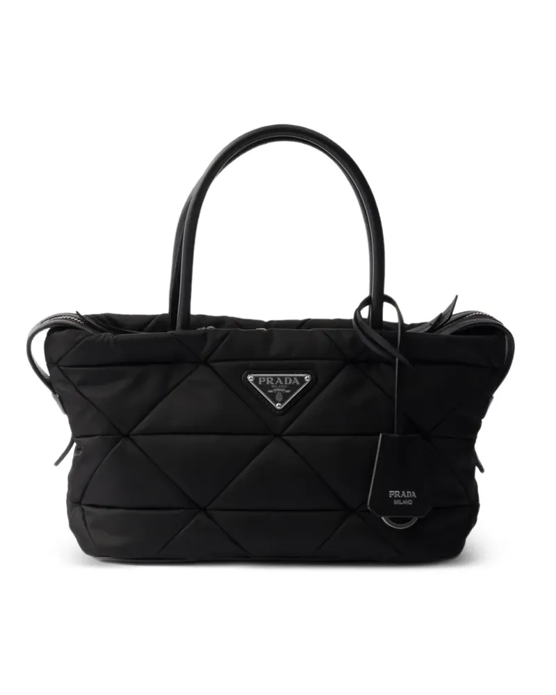Prada Mittelgroße gepolsterte Re-Nylon Tote Bag - Schwarz Schwarz