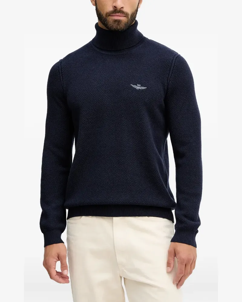 Aeronautica Militare turtleneck logo sweater - Blau Blau