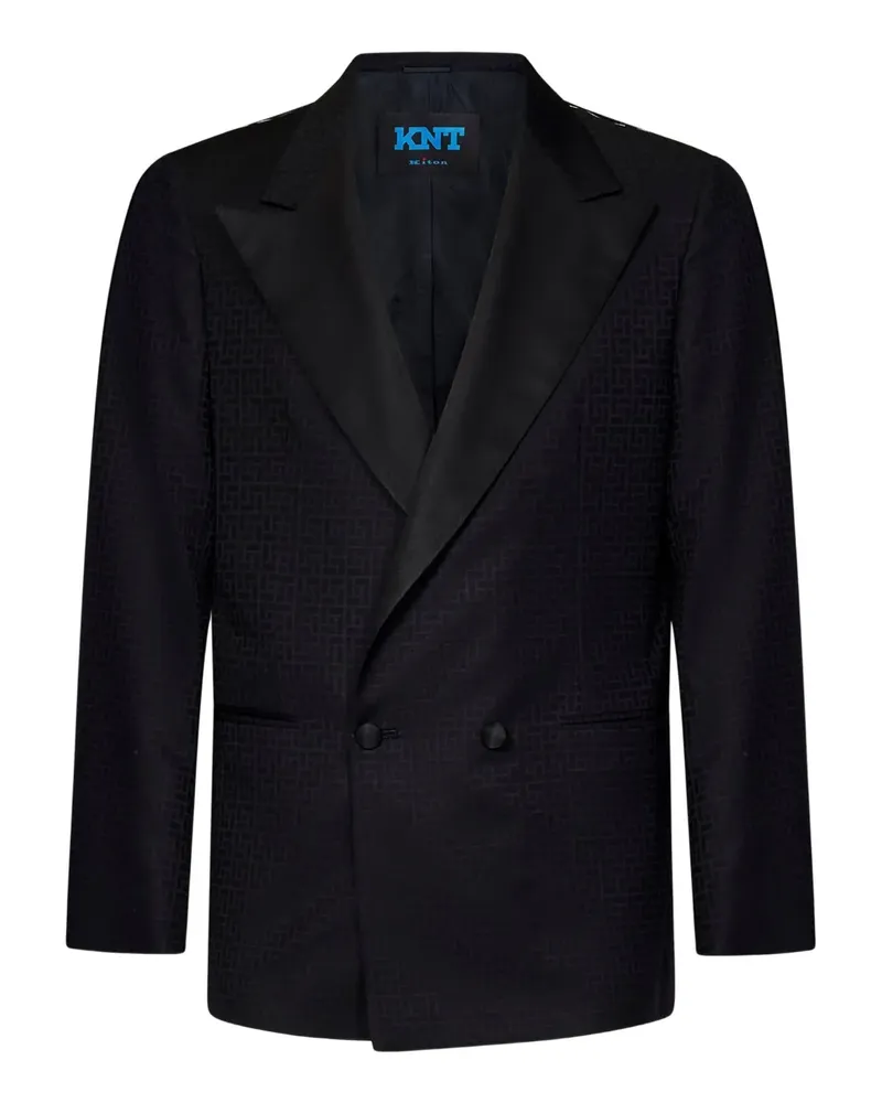 Kiton Geometrisch gemusterter Blazer mit steigendem Revers - Schwarz Schwarz