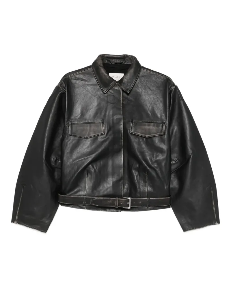 St. Agni leather belted jacket - Schwarz Schwarz