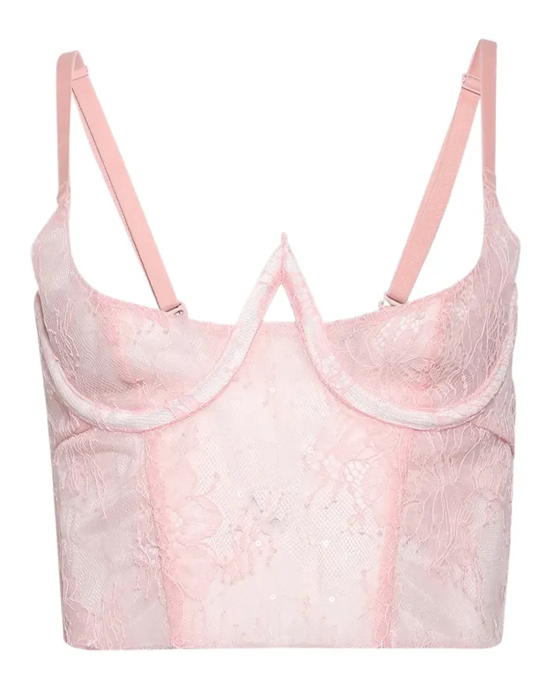 Natasha Zinko Corsage mit Spitzeneinsatz - Rosa Rosa