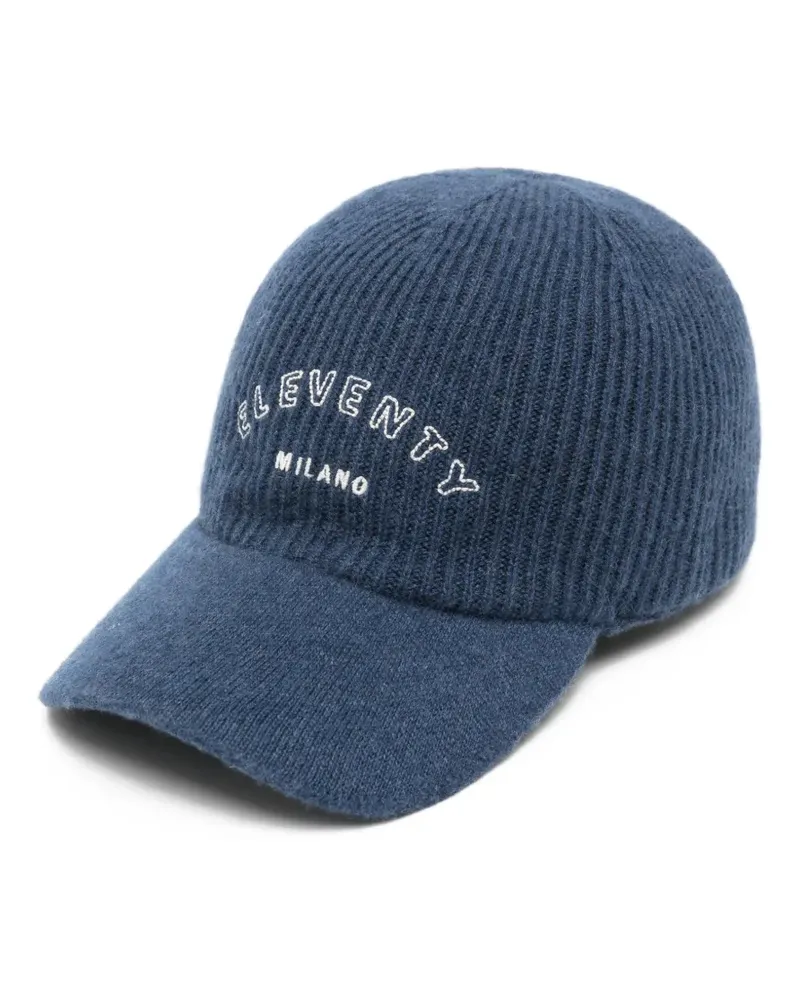 Eleventy Gerippte Baseballkappe mit Stickerei - Blau Blau