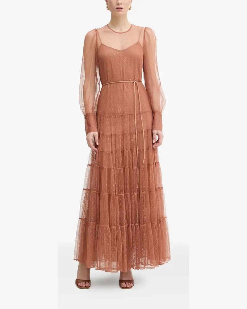 Twin-Set lace-overlaid tiered dress - Braun Braun