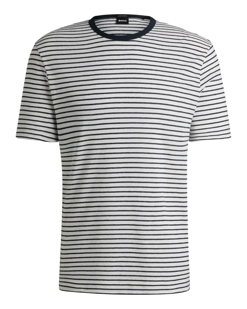 HUGO BOSS Gestreiftes T-Shirt - Weiß Weiß