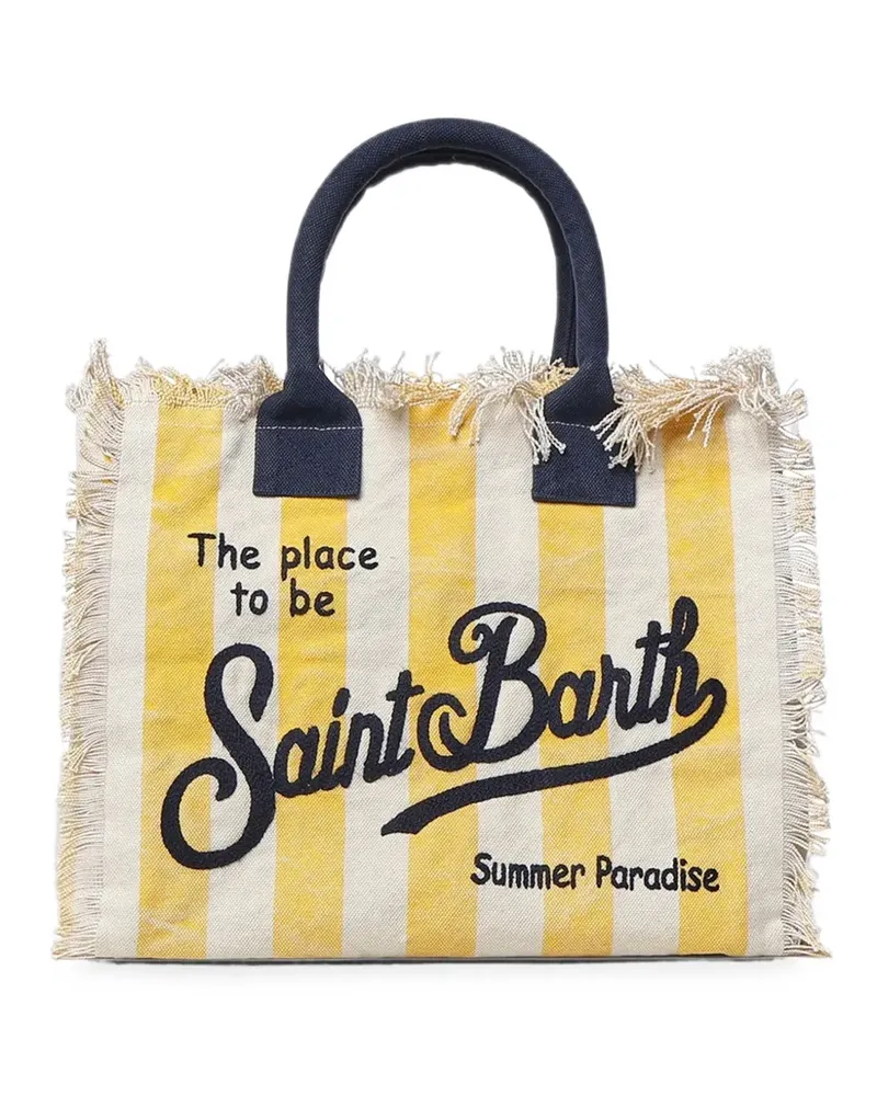 MC2 Saint Barth Colette striped frayed tote bag - Weiß Weiß