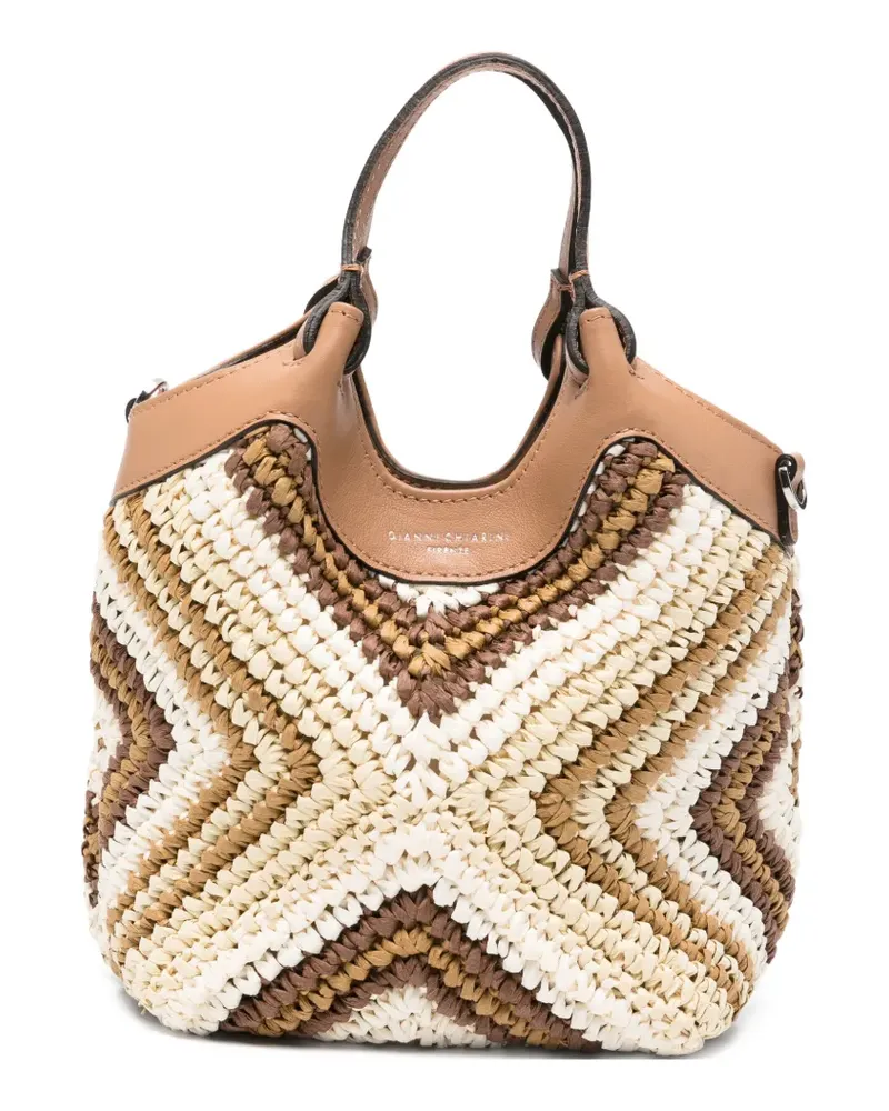 Gianni Chiarini Dua woven chevron-pattern tote bag - Braun Braun