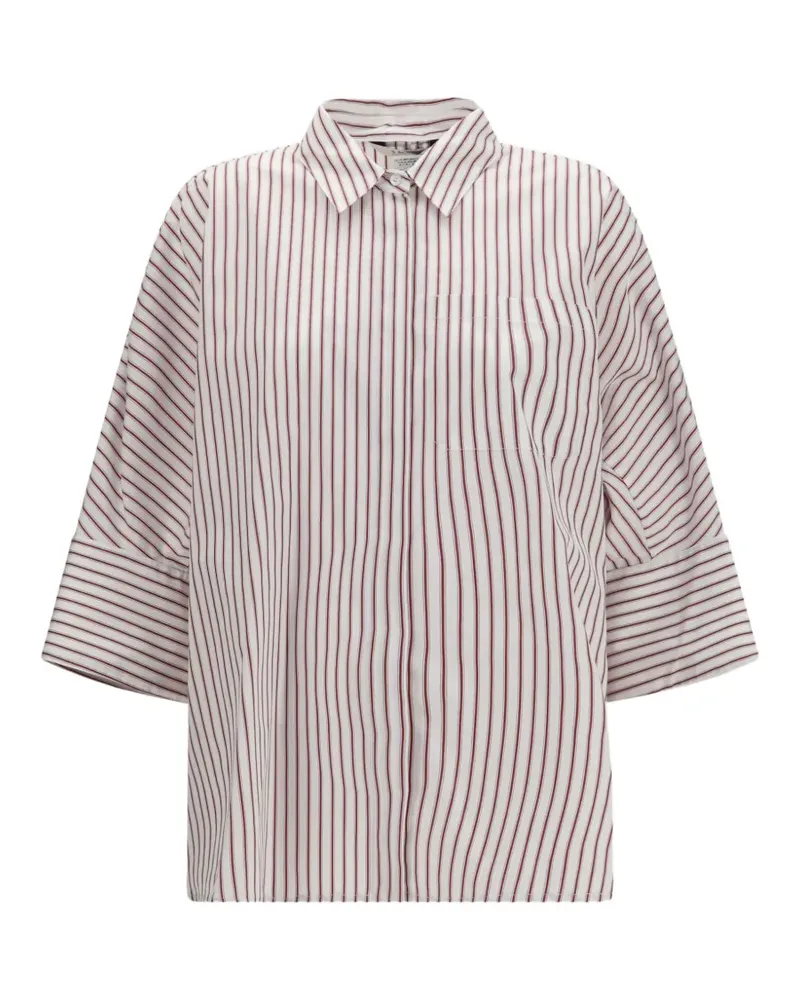 Max Mara Gestreiftes Avenue Hemd - Weiß Weiß
