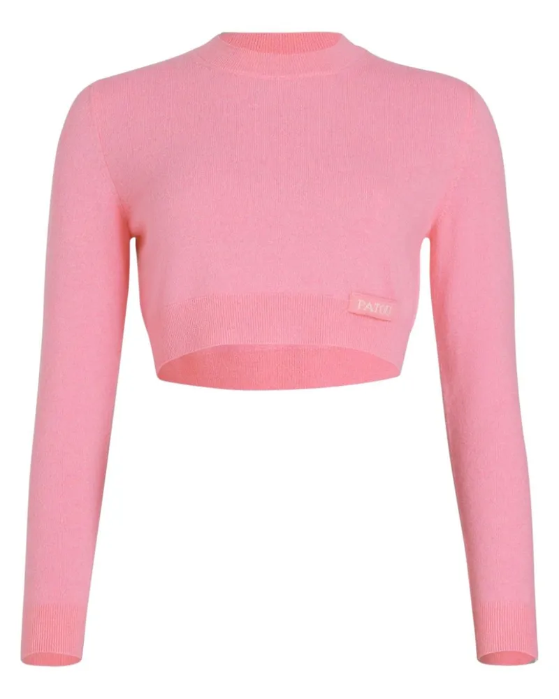 Patou Cropped-Pullover mit Logo Rosa