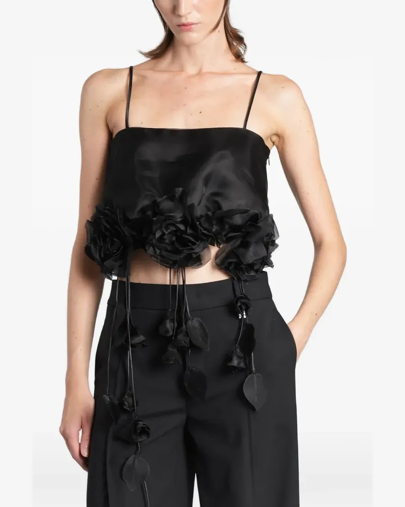 Giuseppe di Morabito floral-appliqué cropped top - Schwarz Schwarz
