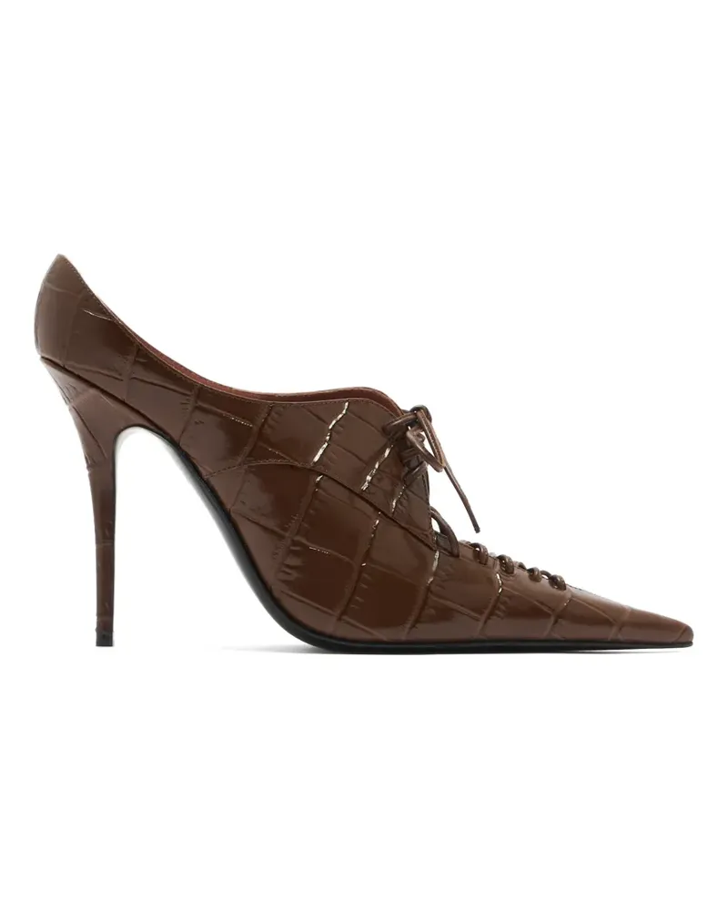 Amina Muaddi croc-effect lace-up pumps - Braun Braun