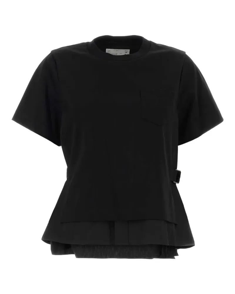 Sacai T-Shirt im Layering-Look mit Gürtel - Schwarz Schwarz