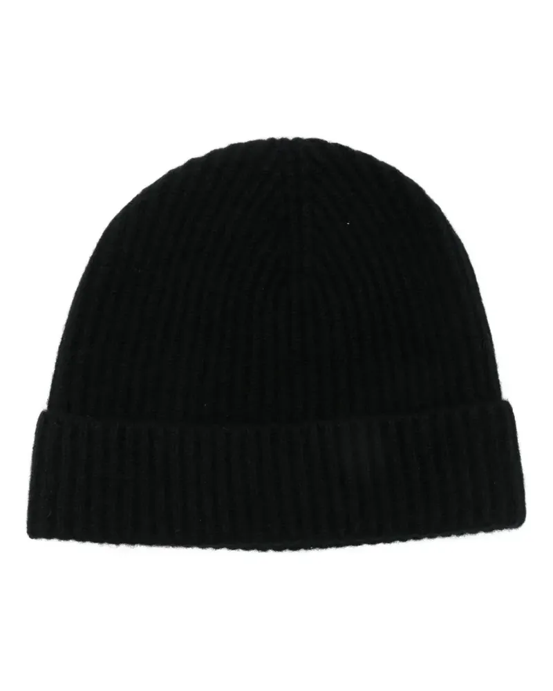 Sunspel cashmere ribbed beanie hat - Schwarz Schwarz