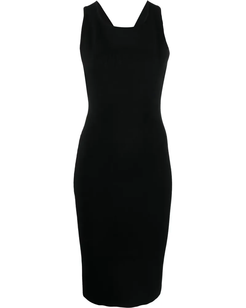 Yves Salomon Geripptes Midikleid - Schwarz Schwarz