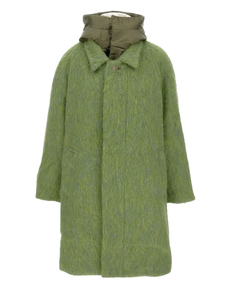 TANAKA removable hood buttoned coat - Grün Grün
