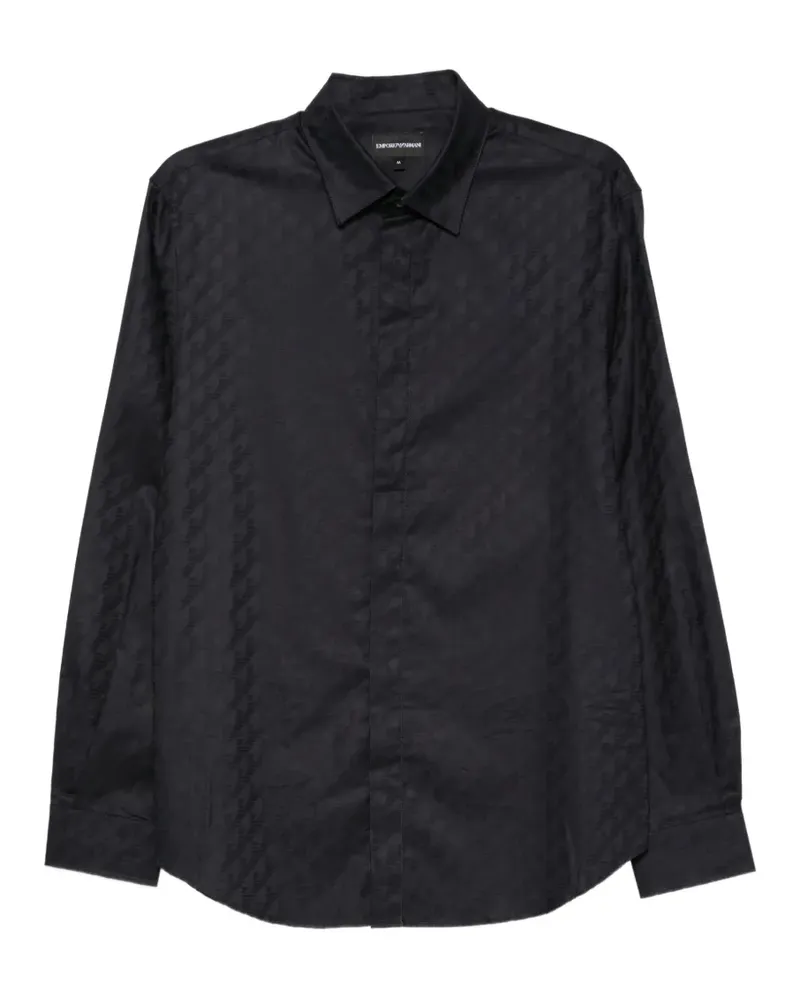 Emporio Armani Hemd mit Jacquard-Logo - Blau Blau