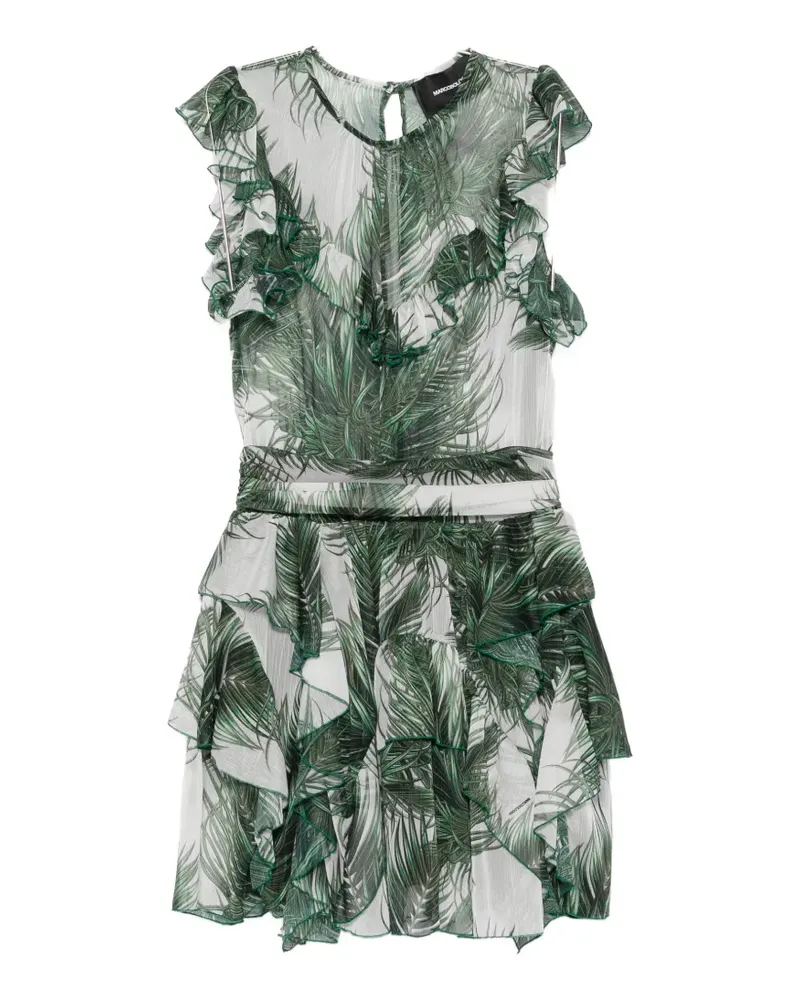 Marco Bologna ruffled palm-print mini dress - Weiß Weiß