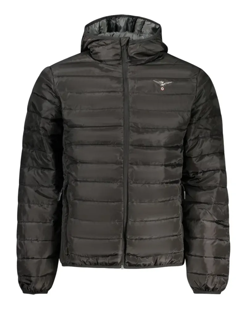 Aeronautica Militare quilted hooded jacket - Schwarz Schwarz