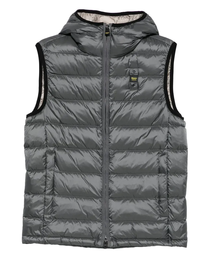 Blauer Wattierte Arden Kapuzenweste - Grau Grau