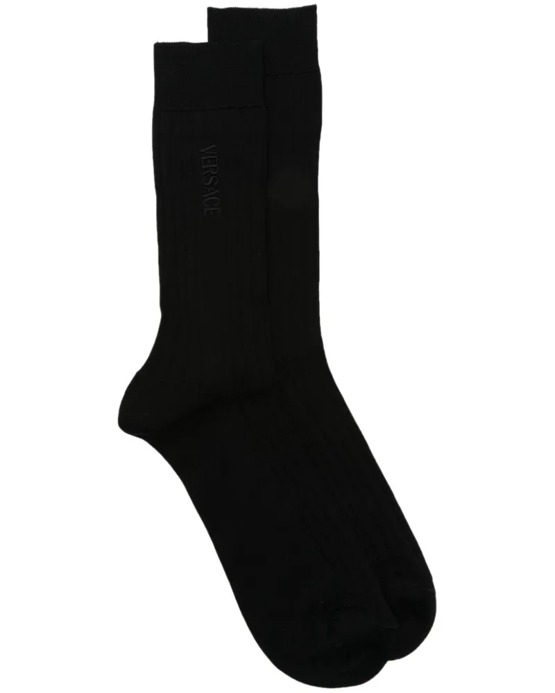 Versace Socken mit Logo-Stickerei - Schwarz Schwarz