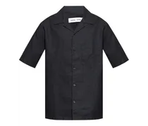 short-sleeve linen-blend shirt