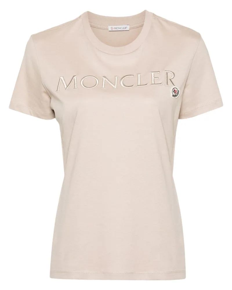 Moncler T-Shirt mit Logo-Stickerei - Nude Nude