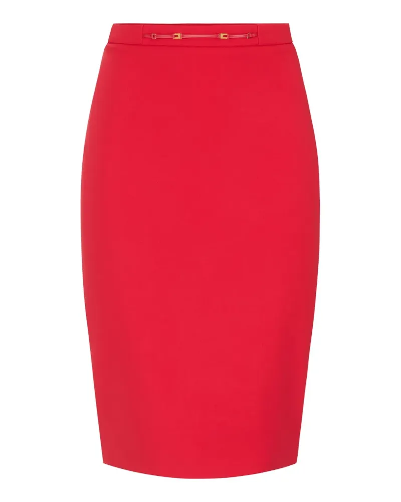 Elisabetta Franchi Rock aus Stretch-Krepp im Layering-Look mit Schmuckdetail - Rot Rot
