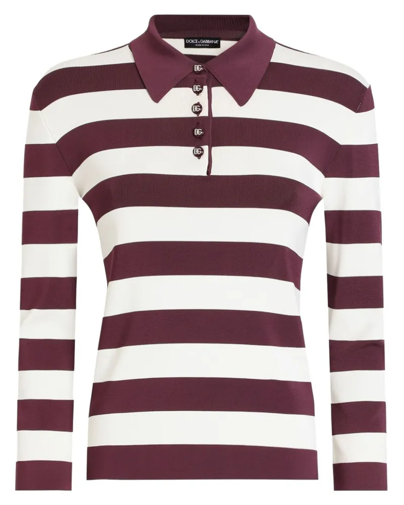 Dolce & Gabbana Gestreiftes Poloshirt - Weiß Weiß