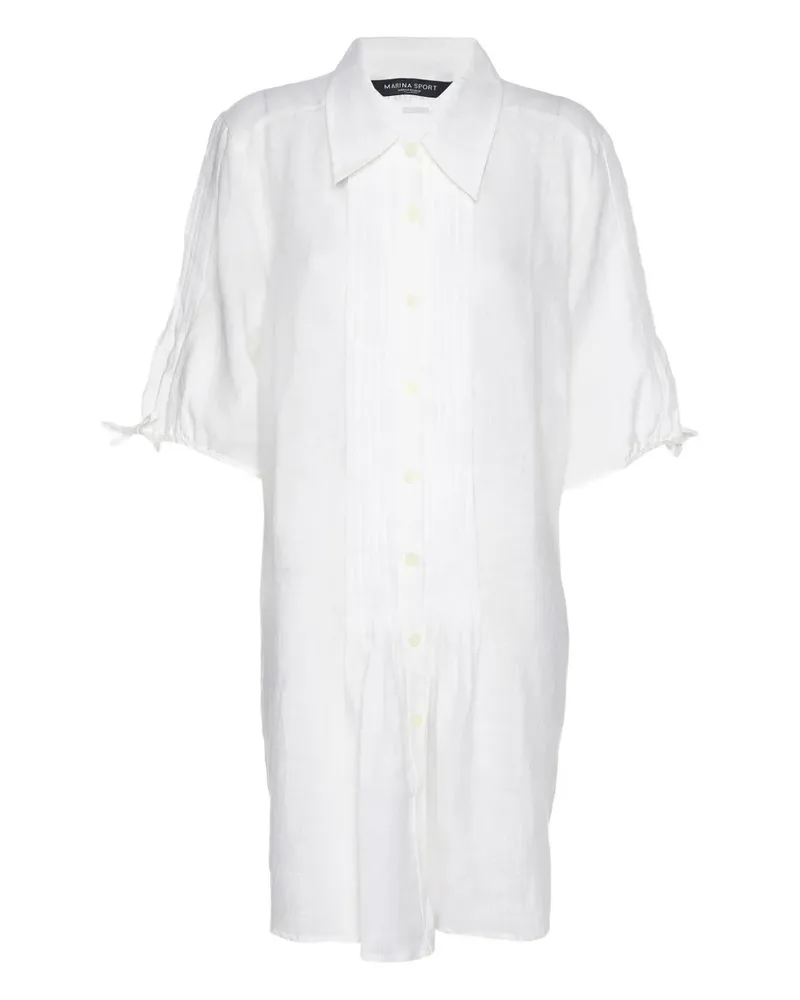 Marina Rinaldi Leinenkleid mit Vintage-Falten - Weiß Weiß