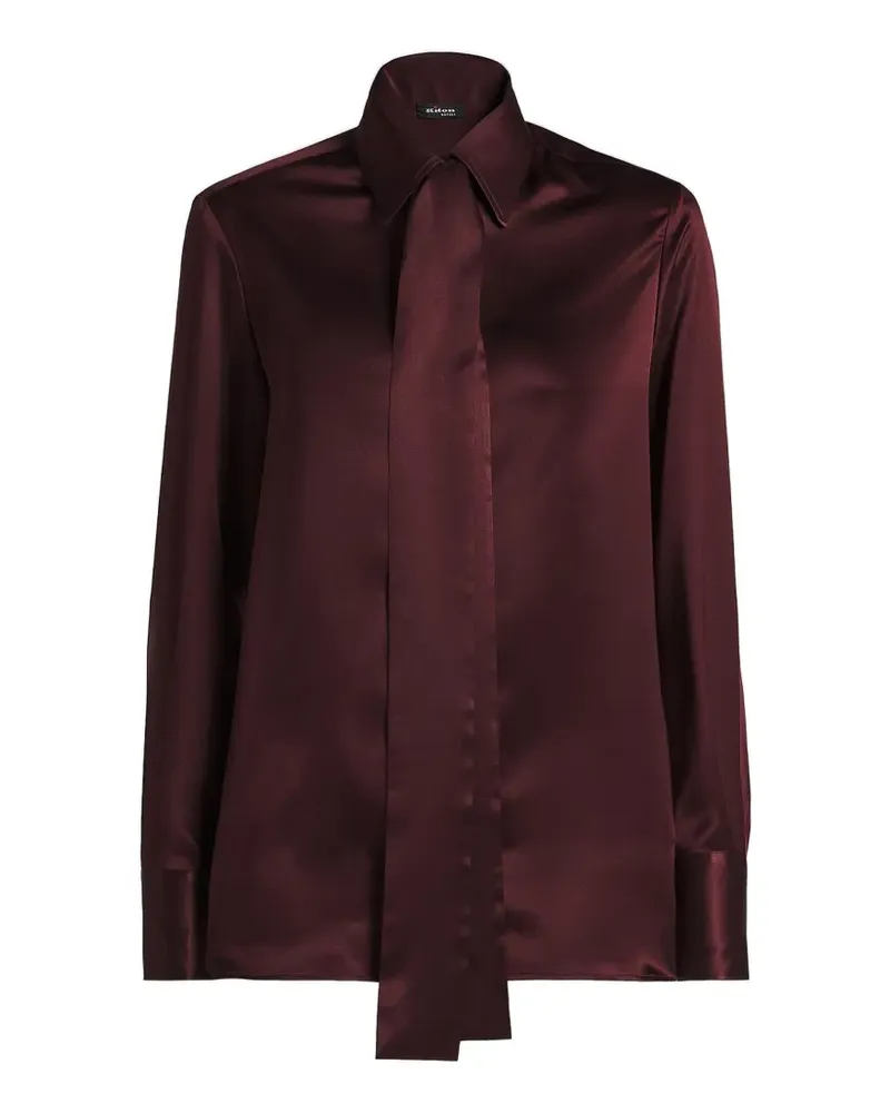 Kiton Seidenhemd mit Schleifenkragen - Rot Rot