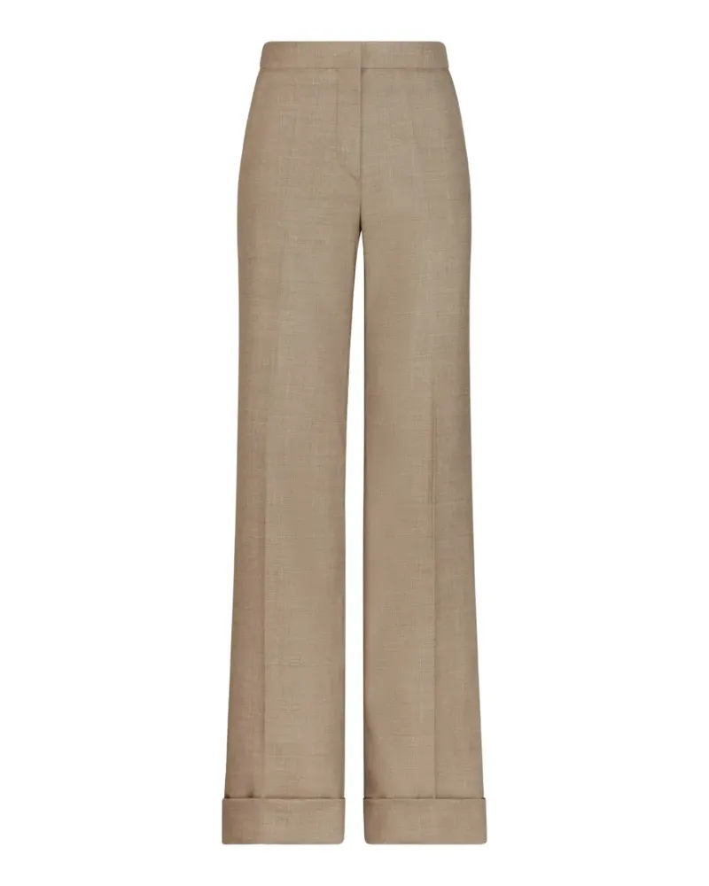 Oscar de la Renta wide-leg cuffed trousers - Nude Nude