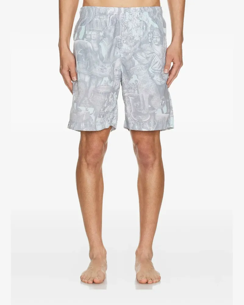 Givenchy statue-print swim shorts - Grau Grau