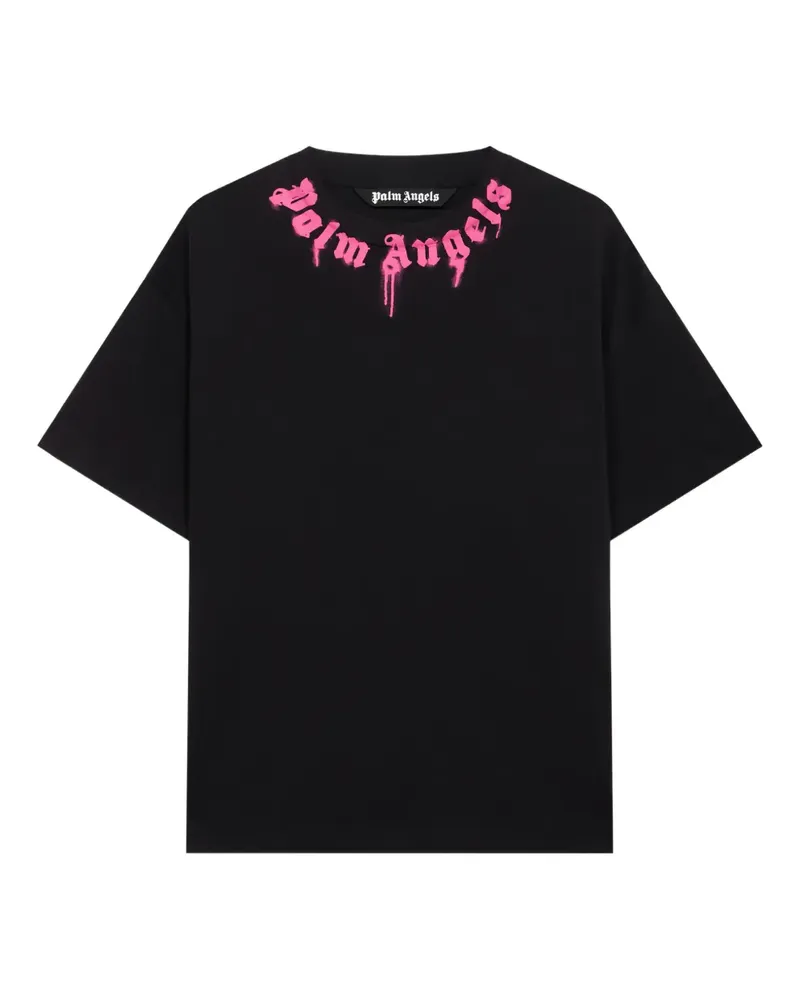Palm Angels spray neck logo T-shirt - Schwarz Schwarz