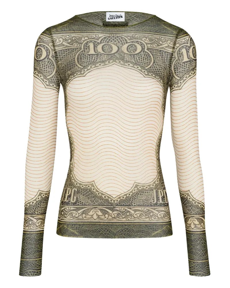 Jean Paul Gaultier long-sleeve printed top - Nude Nude