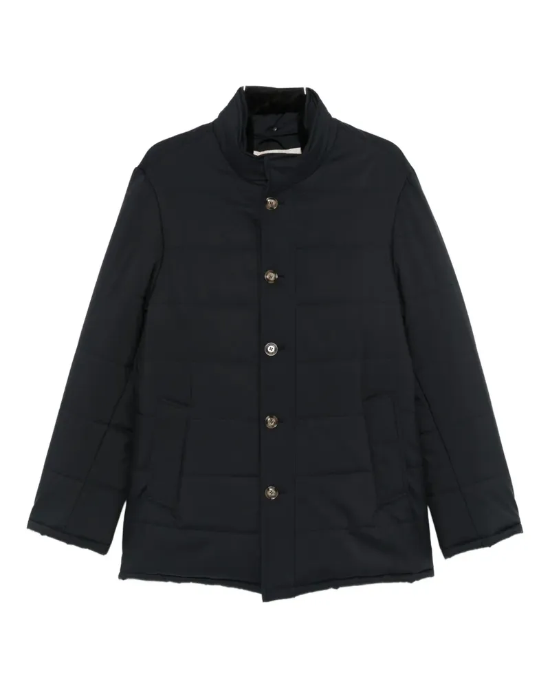 BARBA button quilted coat - Blau Blau