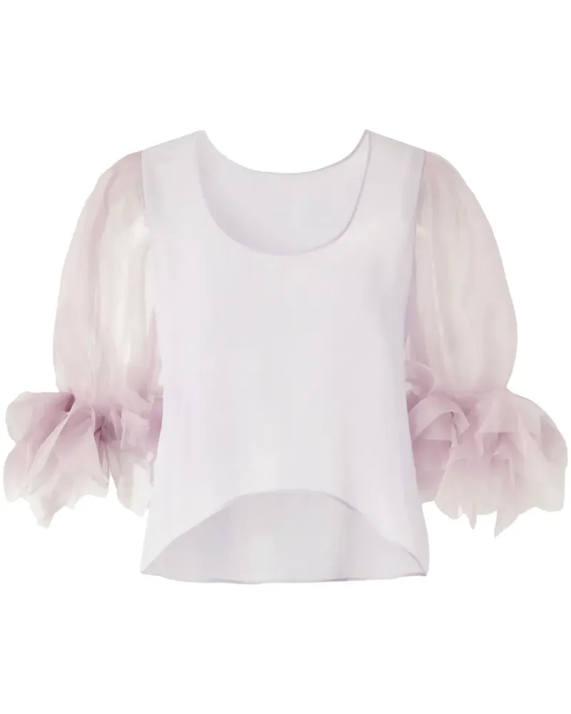 Genny Bluse mit Rüschenbündchen - Rosa Rosa