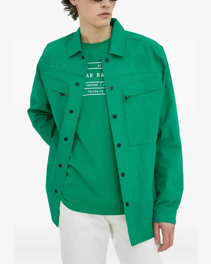 G-STAR RAW Hemdjacke mit Logo-Patch - Grün Grün